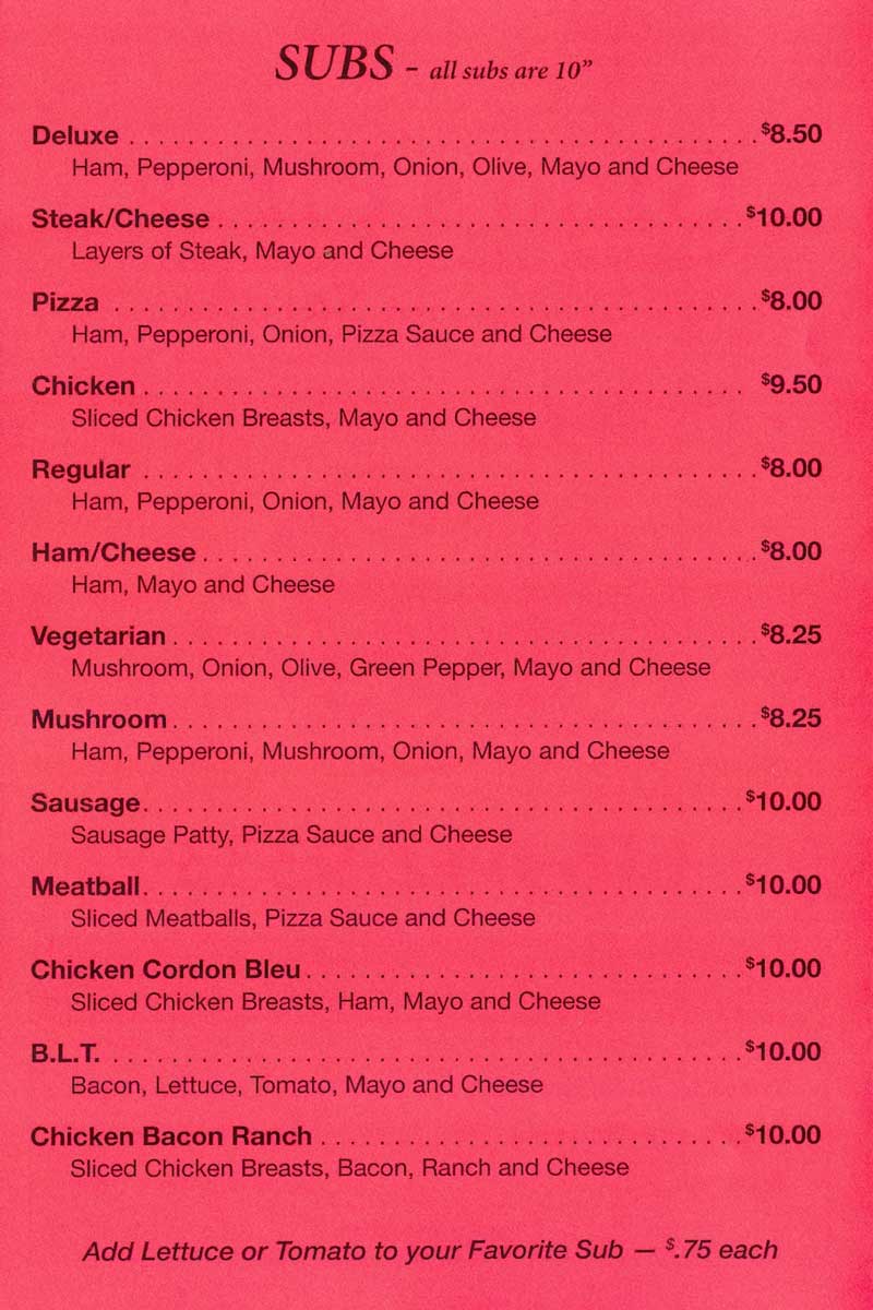 subs menu